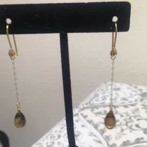 14kt gold Smoky topaz drop earrings